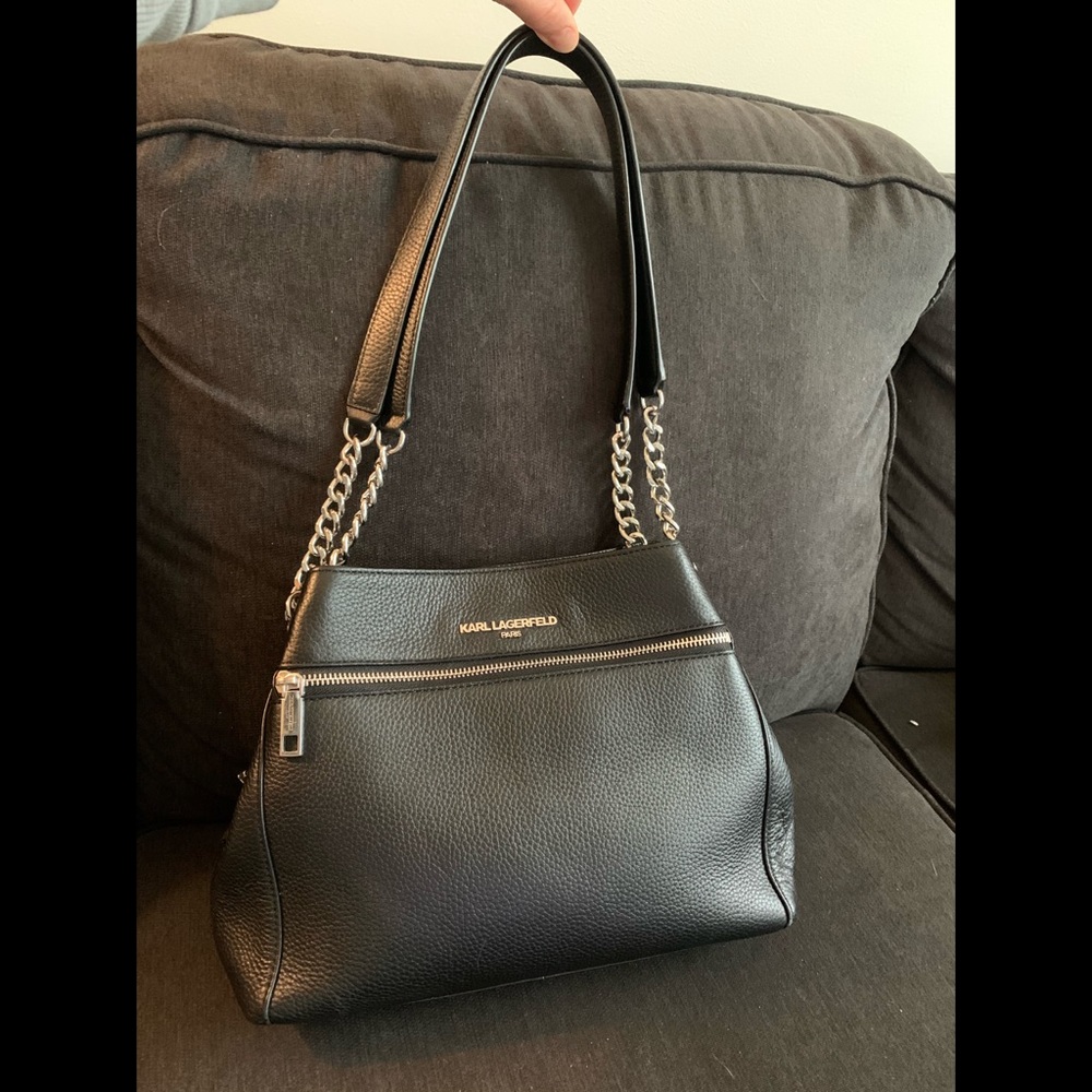 karl lagerfeld Paris black leather bag